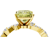 Yellow gold Fancy Yellow Princess  Cut Solitaire Diamond Twisted Band with Pave Setting_4