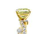 Yellow gold Fancy Yellow Princess  Cut Solitaire Diamond Twisted Band with Pave Setting_5