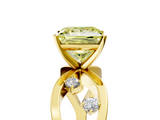 Yellow gold Fancy Yellow Princess  Cut Solitaire Diamond with Side Stones on Criss-Cross Band and Four-Prong Setting_5
