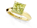 Yellow gold Fancy Yellow Princess  Cut Solitaire Engagement Ring with Flat Band and Four-Prong Setting 1