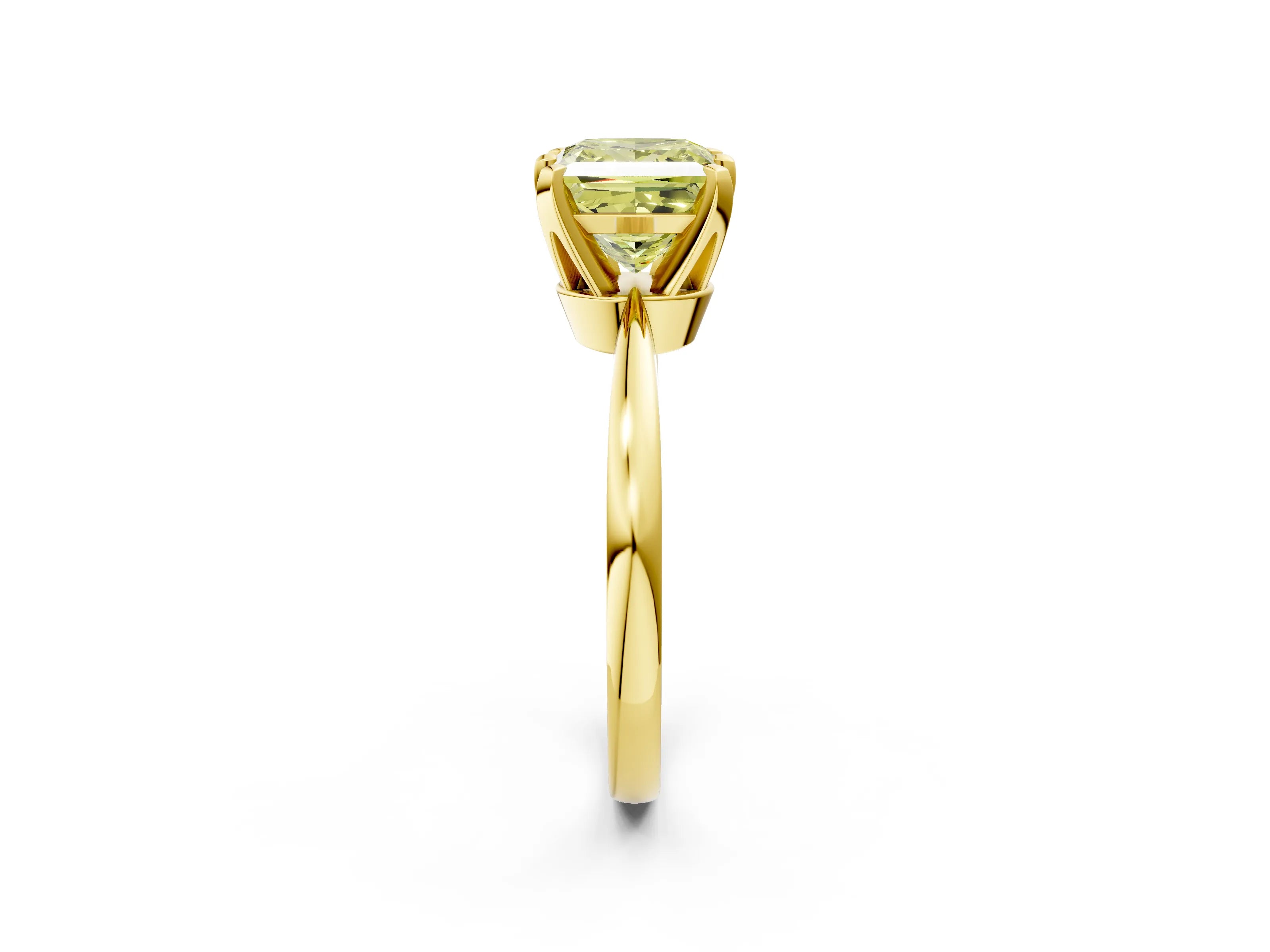 Yellow gold Fancy Yellow Princess Cut Solitaire Engagement Ring with Six-Prong Setting and Tapered Band_2