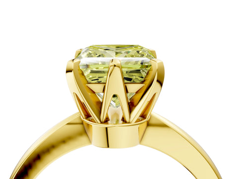 Yellow gold Fancy Yellow Princess Cut Solitaire Engagement Ring with Six-Prong Setting and Tapered Band_4