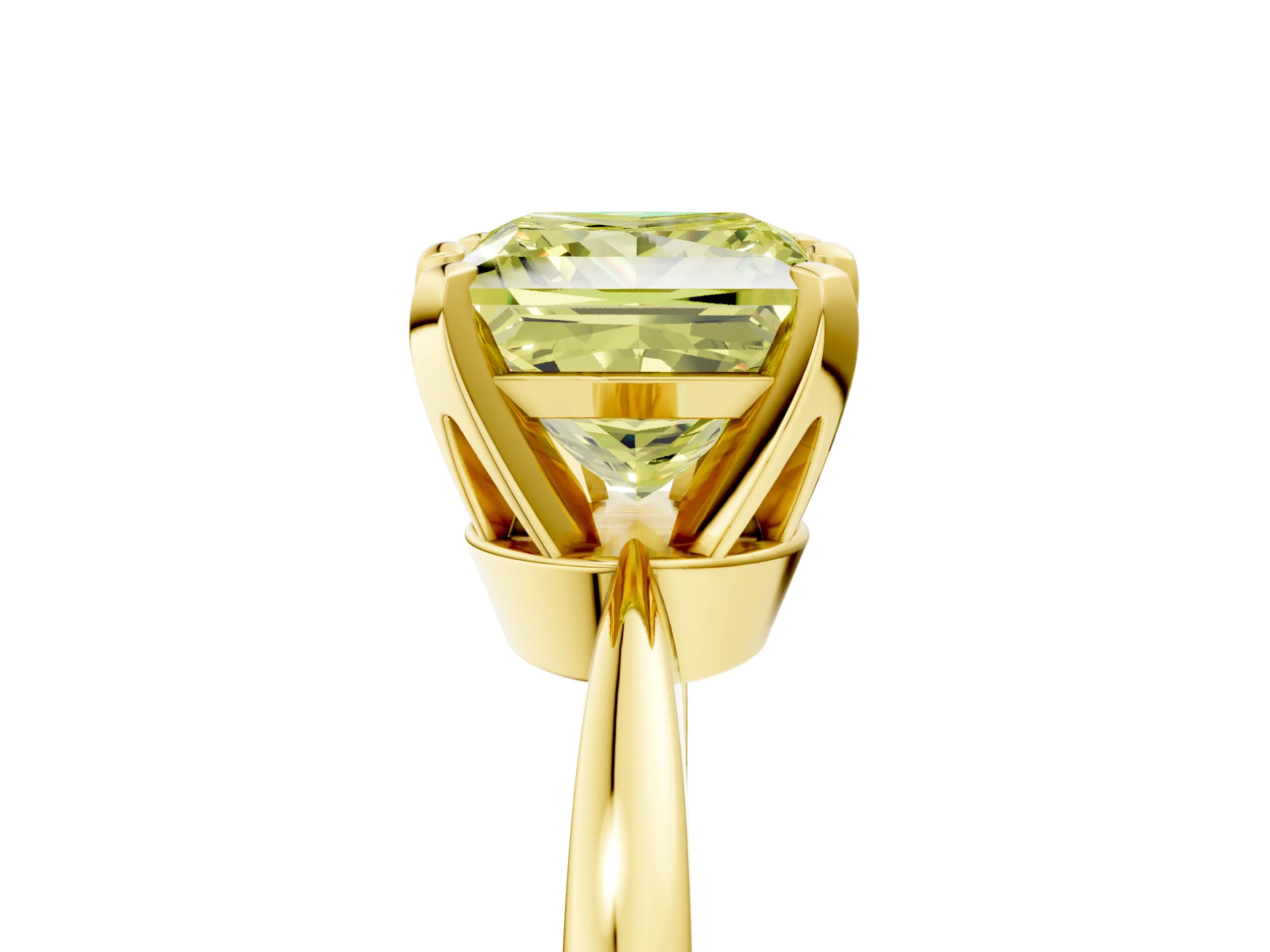 Yellow gold Fancy Yellow Princess Cut Solitaire Engagement Ring with Six-Prong Setting and Tapered Band_5