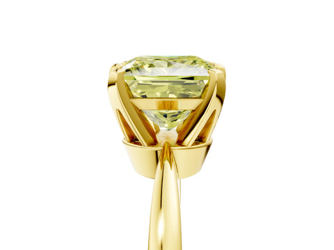 Yellow gold Fancy Yellow Princess Cut Solitaire Engagement Ring with Six-Prong Setting and Tapered Band_5