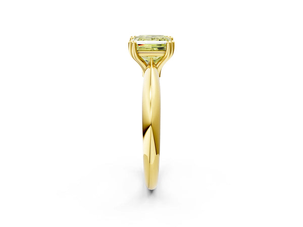 Yellow gold Fancy Yellow Princess  Cut Solitaire Engagement Ring with Tapered Band and Four-Prong Setting