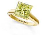 Yellow gold Fancy Yellow Princess Cut Solitaire Engagement Ring with Tapered Band and Four-Prong Setting_4