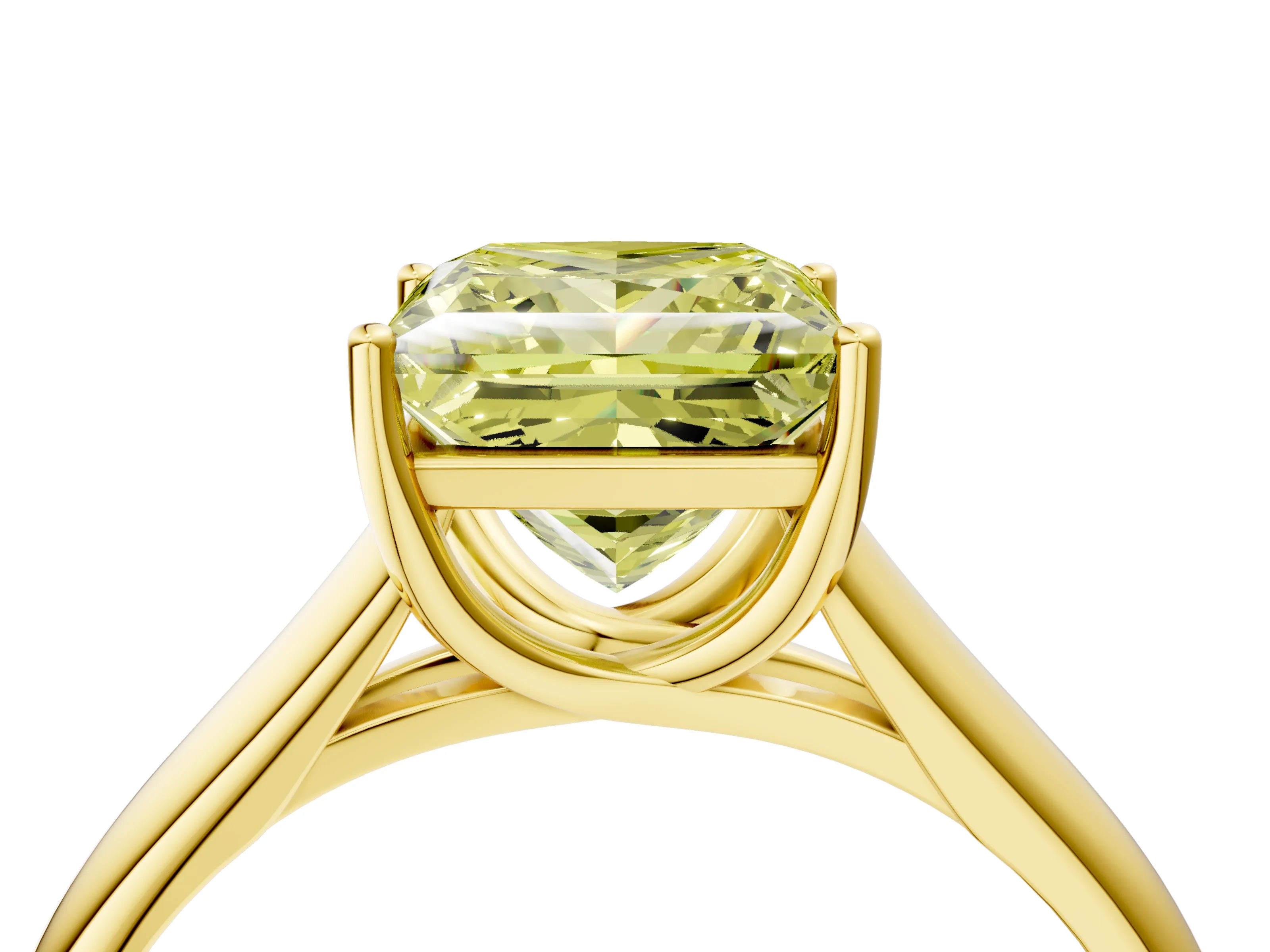Yellow gold Fancy Yellow Princess Cut Solitaire Engagement Ring with Tapered Band and Four-Prong Setting_7