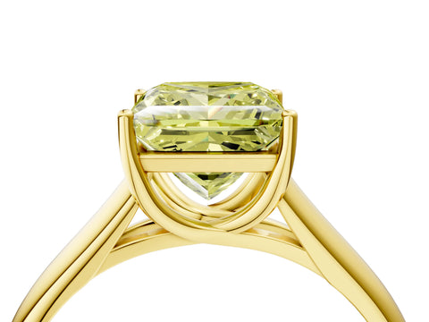 Yellow gold Fancy Yellow Princess Cut Solitaire Engagement Ring with Tapered Band and Four-Prong Setting_7