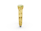 Yellow gold Fancy Yellow Princess  Cut Solitaire Engraved Band with Four-Prong Setting_2