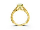 Yellow gold Fancy Yellow Princess  Cut Solitaire Engraved Band with Four-Prong Setting_3