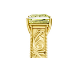 Yellow gold Fancy Yellow Princess  Cut Solitaire Engraved Band with Four-Prong Setting_5