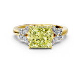 Yellow gold Fancy Yellow Princess  Cut Solitaire Floral Diamond Ring with Four-Prong Setting