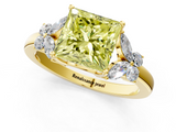 Yellow gold Fancy Yellow Princess  Cut Solitaire Floral Diamond Ring with Four-Prong Setting_1