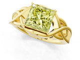 Yellow gold Fancy Yellow Princess Cut Solitaire Intertwined Band Prong Setting Ring_1
