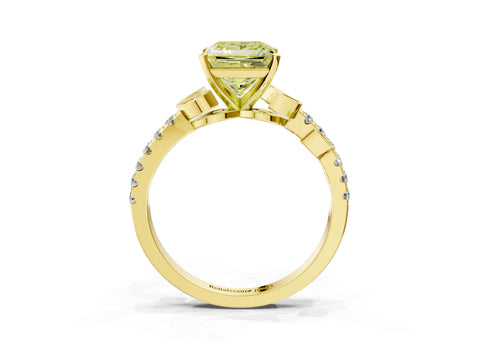 Yellow gold Fancy Yellow Princess Cut Solitaire Leaf-Inspired Diamond Ring with Pavé Band and Four-Prong Setting_23