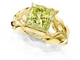 Yellow gold Fancy Yellow Princess Cut Solitaire Leaf-Inspired Engagement Ring with Prong Setting_13