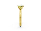 Yellow gold Fancy Yellow Princess Cut Solitaire Milgrain Engraved Band with Four-Prong Setting_2