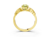 Yellow gold Fancy Yellow Princess Cut Solitaire Milgrain Leaf Band with Prong Setting_3