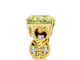 Yellow gold Fancy Yellow Princess Cut Solitaire Milgrain Leaf Band with Prong Setting_5