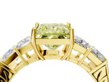 Yellow gold Fancy Yellow Princess Cut Solitaire Princess Side Stone Engraved Band Prong Setting Ring_4
