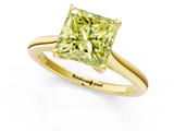 Yellow gold Fancy Yellow Princess  Cut Solitaire Ring with Cathedral Band and Four-Prong Setting_1