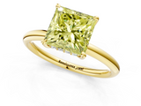 Yellow gold Fancy Yellow Princess  Cut Solitaire Ring with Thin Band and Four-Prong Setting_1