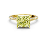 Yellow gold Fancy Yellow Princess Cut Solitaire Split Shank Pave Diamond Engagement Ring with Four-Prong Setting_36