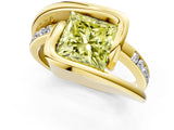 Yellow gold Fancy Yellow Princess Cut Solitaire Tension-Set Diamond Split Shank Ring_1