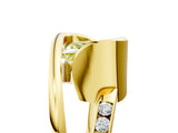 Yellow gold Fancy Yellow Princess Cut Solitaire Tension-Set Diamond Split Shank Ring_5