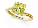Yellow gold Fancy Yellow Princess  Cut Solitaire Twist Band Ring with Four-Prong Setting_1