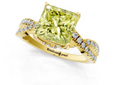 Yellow gold Fancy Yellow Princess Cut Solitaire Twist Pave Diamond Engagement Ring with Prong Setting_25