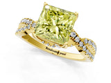 Yellow gold Fancy Yellow Princess Cut Solitaire Twist Pave Diamond Engagement Ring with Prong Setting_31