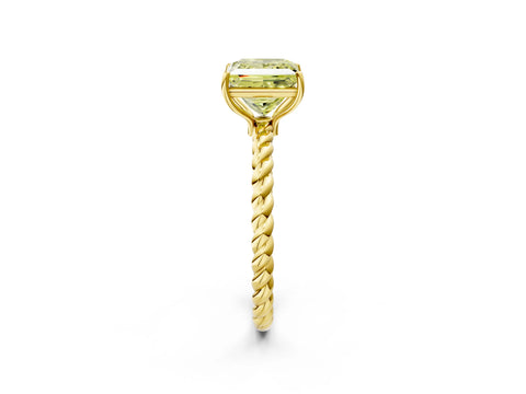 Yellow gold Fancy Yellow Princess Cut Solitaire Twisted Band 4-Prong Ring_2