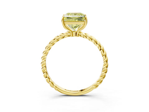 Yellow gold Fancy Yellow Princess Cut Solitaire Twisted Band 4-Prong Ring_3