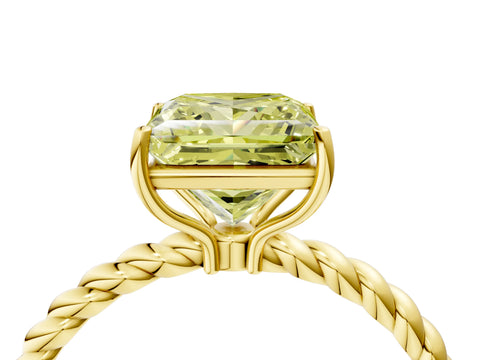 Yellow gold Fancy Yellow Princess Cut Solitaire Twisted Band 4-Prong Ring_4