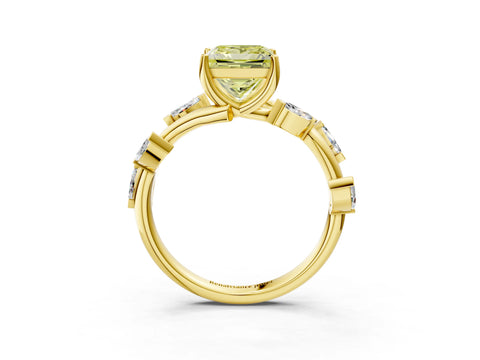 Yellow gold Fancy Yellow Princess Cut Solitaire Twisted Band Marquise Accent Prong Setting Ring_3