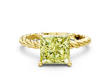 Yellow gold Fancy Yellow Princess  Cut Solitaire Twisted Band with Four-Prong Setting_29
