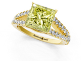 Yellow gold Fancy Yellow Princess  Cut Split Shank Pave Diamond Engagement Ring with Four-Prong Setting_1