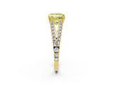 Yellow gold Fancy Yellow Princess  Cut Split Shank Pave Diamond Engagement Ring with Four-Prong Setting_2