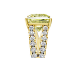 Yellow gold Fancy Yellow Princess  Cut Split Shank Pave Diamond Engagement Ring with Four-Prong Setting_5