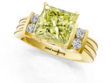 Yellow gold Fancy Yellow Princess  Cut Three-Stone Channel Set Ring with Bar Prongs_1