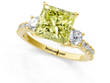 Yellow gold Fancy Yellow Princess  Cut Three-Stone Diamond Pavé Band with Prong Setting_1