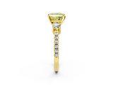 Yellow gold Fancy Yellow Princess  Cut Three-Stone Diamond Pavé Band with Prong Setting_2