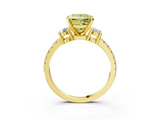 Yellow gold Fancy Yellow Princess  Cut Three-Stone Diamond Pavé Band with Prong Setting_3