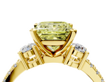 Yellow gold Fancy Yellow Princess  Cut Three-Stone Diamond Pavé Band with Prong Setting_4