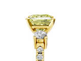 Yellow gold Fancy Yellow Princess  Cut Three-Stone Diamond Pavé Band with Prong Setting_5