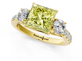 Yellow gold Fancy Yellow Princess  Cut Three-Stone Diamond Pave Band with Prong Setting_18