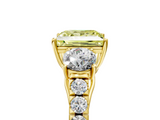 Yellow gold Fancy Yellow Princess  Cut Three-Stone Diamond Pave Band with Prong Setting_22