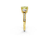 Yellow gold Fancy Yellow Princess Cut Three-Stone Diamond Ring with Pavé Band and Four-Prong Setting_2