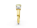 Yellow gold Fancy Yellow Princess Cut Three-Stone Diamond Ring with Prong Setting on a Classic Band_14